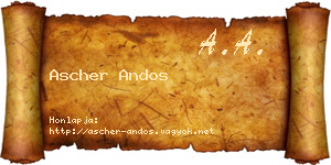 Ascher Andos névjegykártya